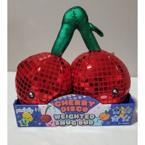 Cherry Disco Red Weighted Snug Bud Pink Sky Plush Pillow Buddy Sleep Support - Picture 7 of 16